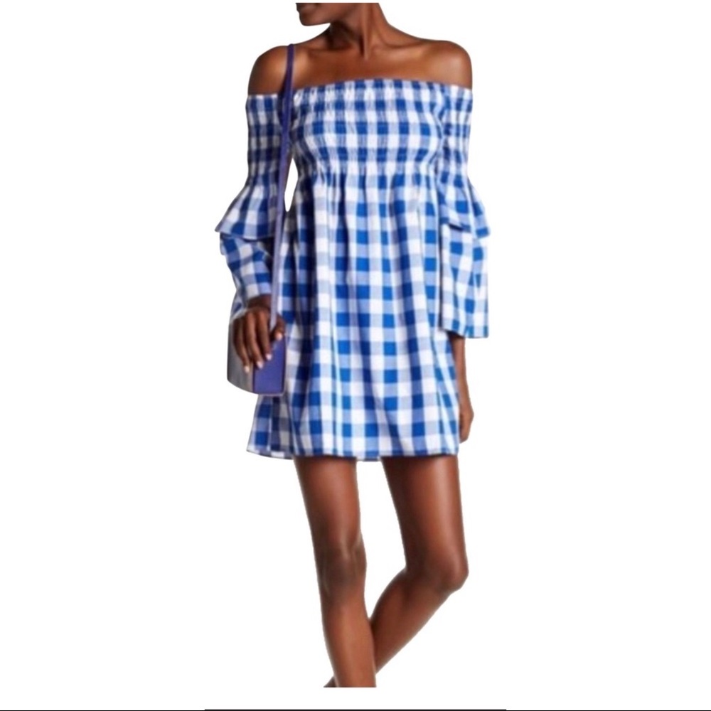 Off the shoulder gingham dress
